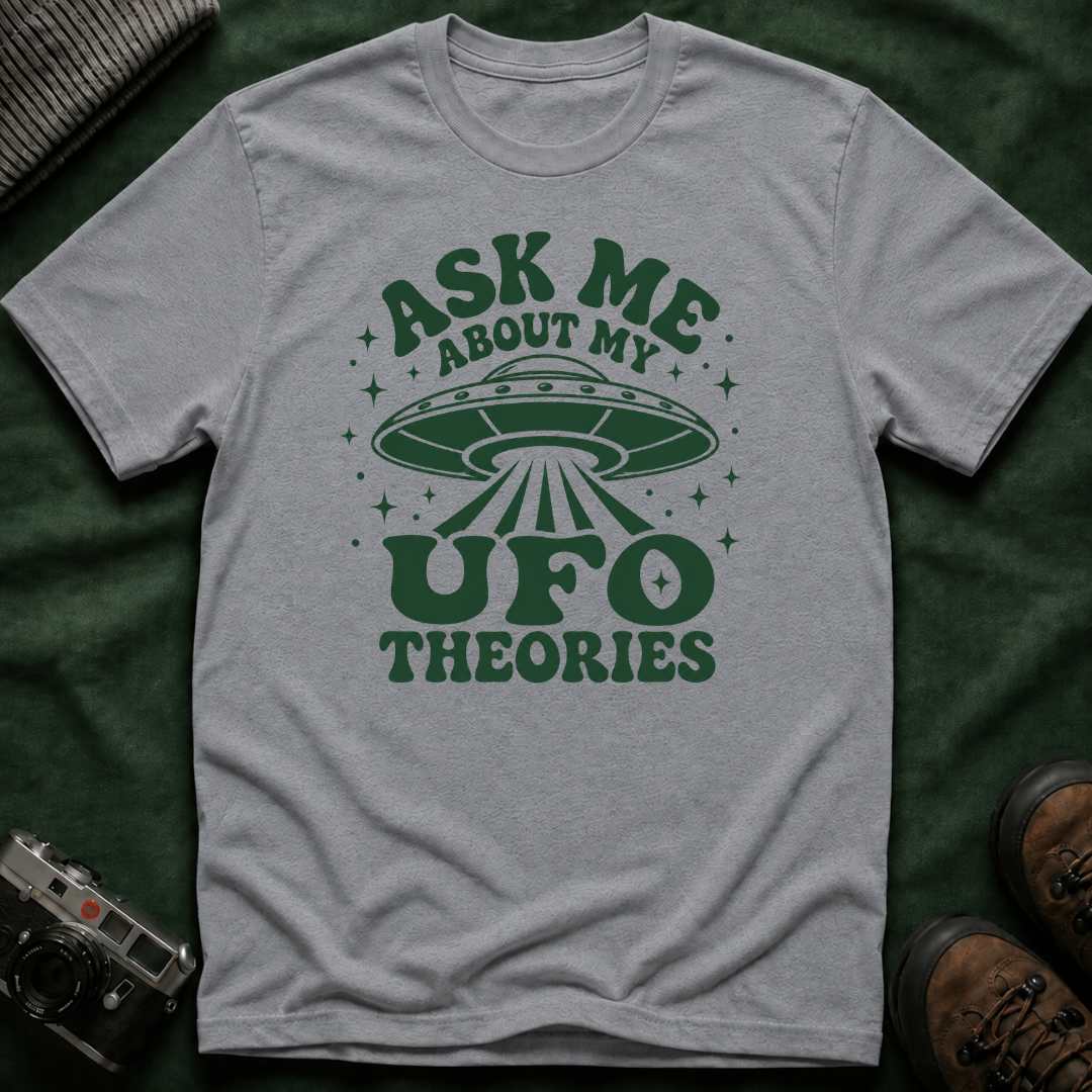 Ask Me About My UFO Theories T-Shirt - Retro 70s Style Tee