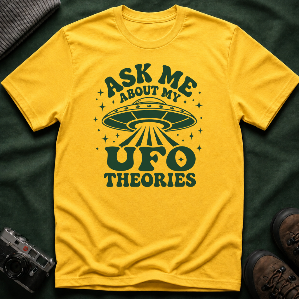Ask Me About My UFO Theories T-Shirt - Retro 70s Style Tee