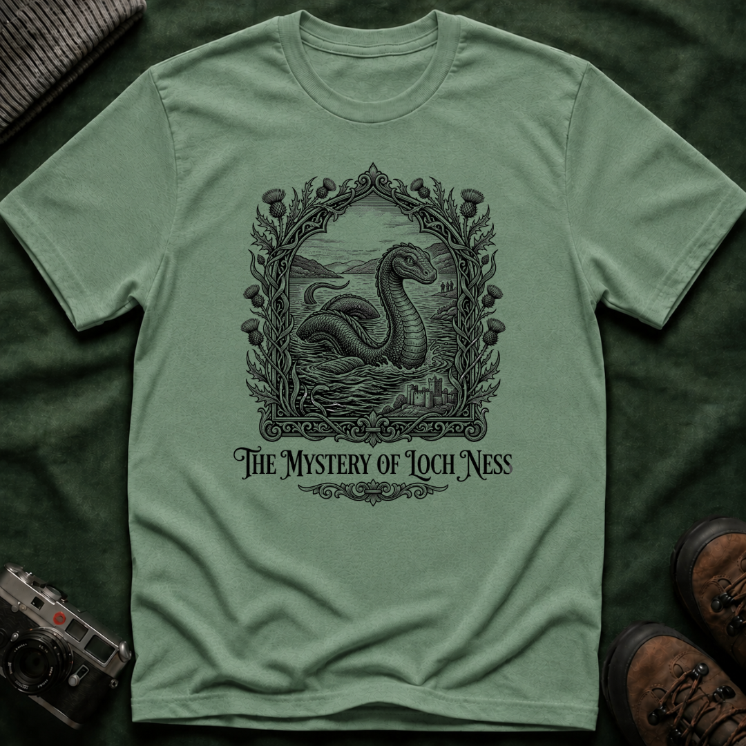 Mystery of Loch Ness T-Shirt — Vintage Loch Ness Monster Etching Illustration