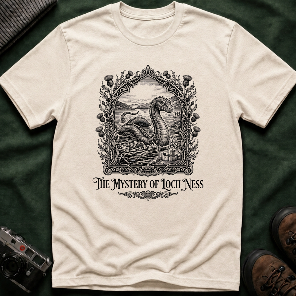 Mystery of Loch Ness T-Shirt — Vintage Loch Ness Monster Etching Illustration