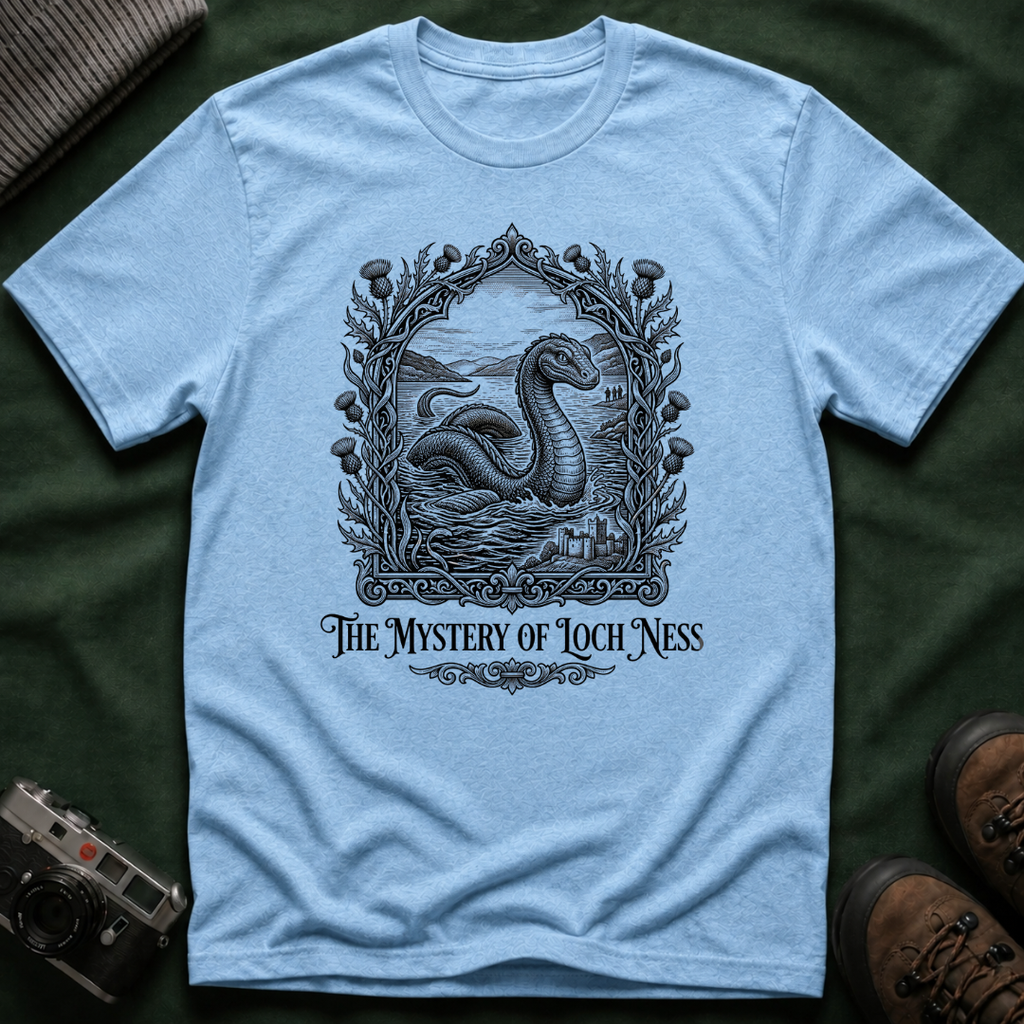 Mystery of Loch Ness T-Shirt — Vintage Loch Ness Monster Etching Illustration