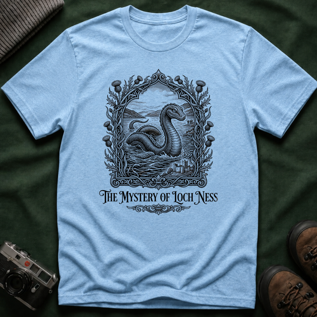 Mystery of Loch Ness T-Shirt — Vintage Loch Ness Monster Etching Illustration