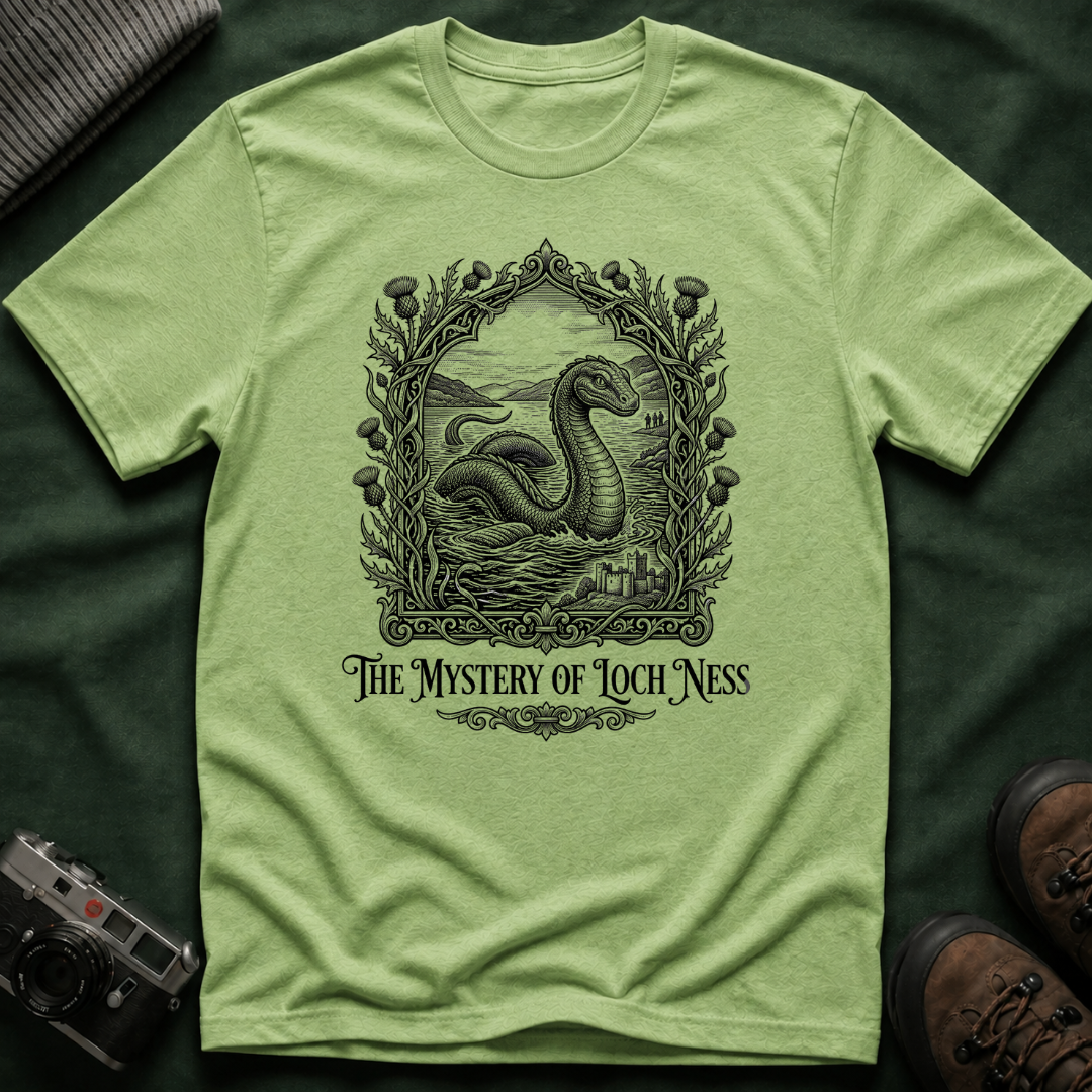 Mystery of Loch Ness T-Shirt — Vintage Loch Ness Monster Etching Illustration