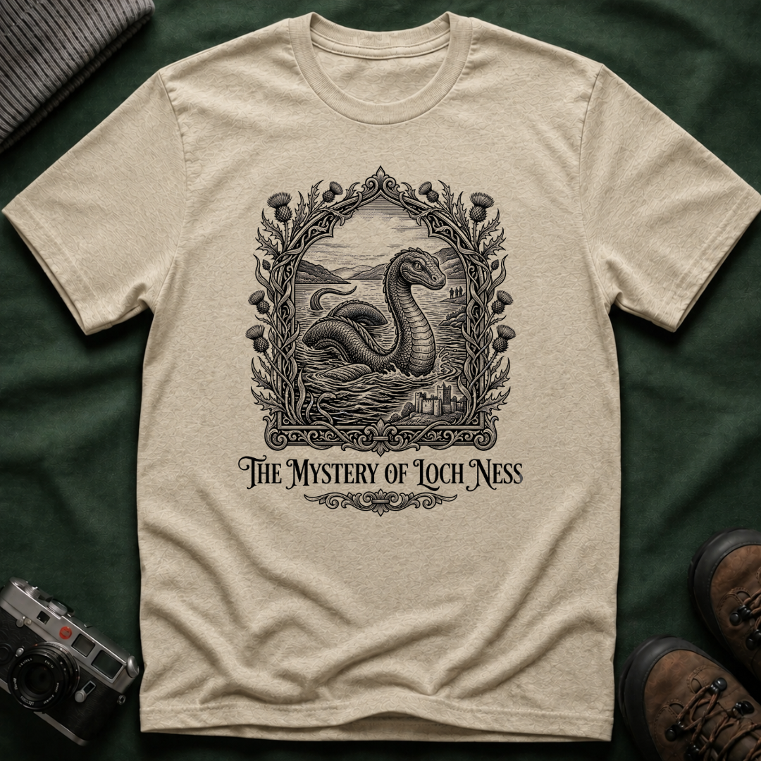 Mystery of Loch Ness T-Shirt — Vintage Loch Ness Monster Etching Illustration