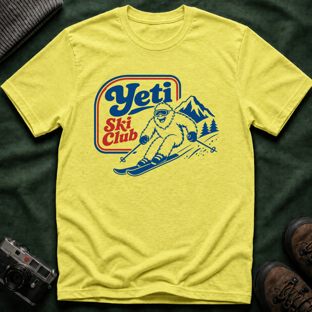 Yeti Ski Club T‑Shirt — Vintage Mountain Skiing Graphic Tee