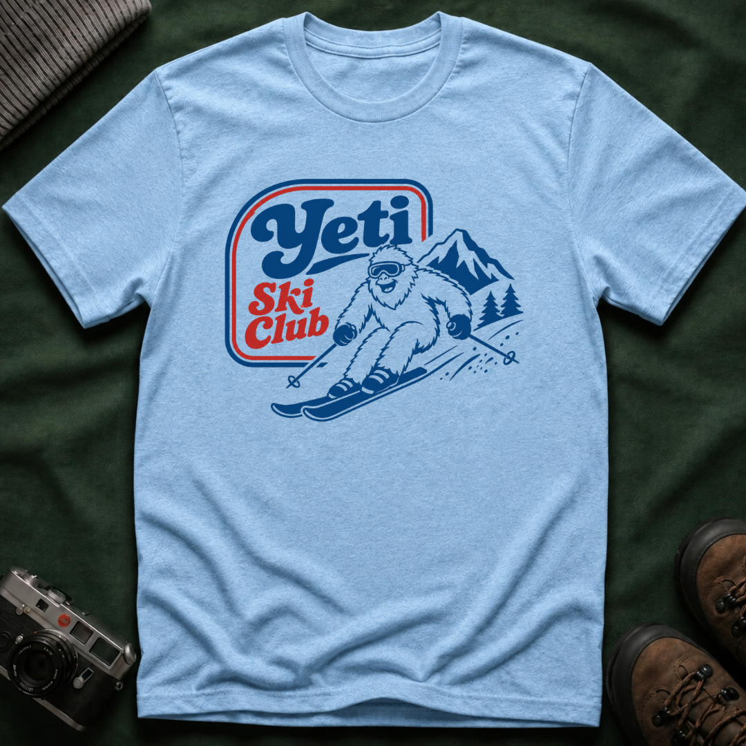 Yeti Ski Club T‑Shirt — Vintage Mountain Skiing Graphic Tee