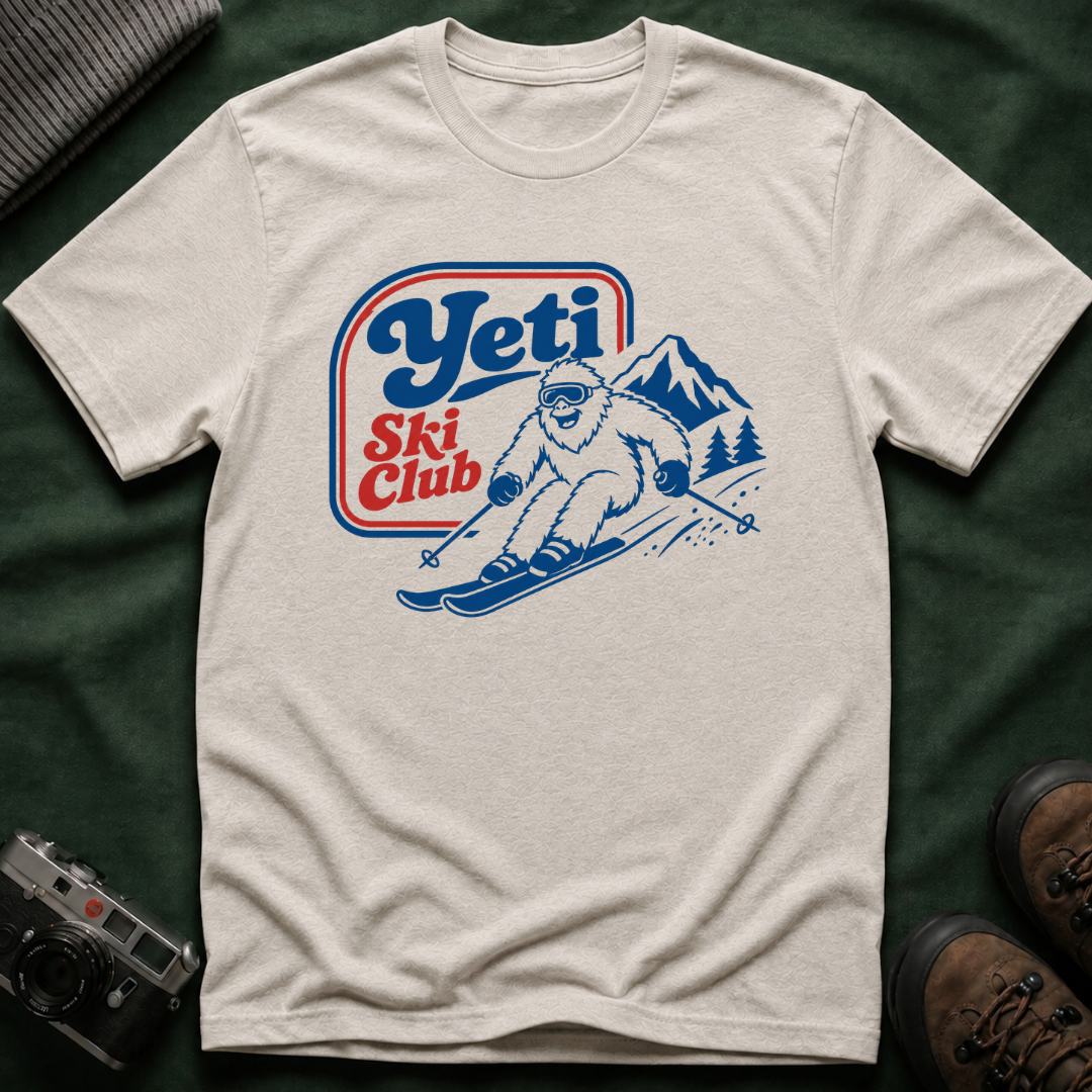 Yeti Ski Club T‑Shirt — Vintage Mountain Skiing Graphic Tee