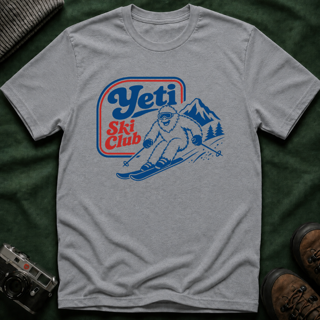 Yeti Ski Club T‑Shirt — Vintage Mountain Skiing Graphic Tee