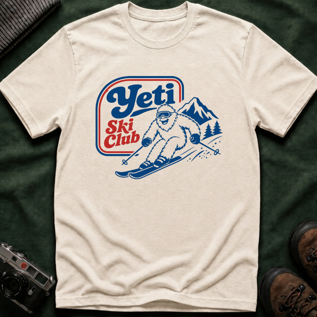 Yeti Ski Club T‑Shirt — Vintage Mountain Skiing Graphic Tee