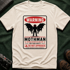 Warning: Mothman T-Shirt — Vintage Cryptid Warning Sign Tee
