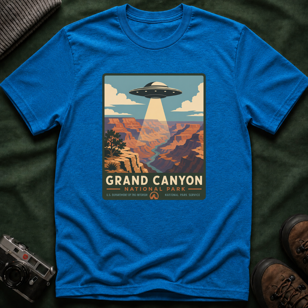 Grand Canyon UFO T-Shirt — Retro Alien Abduction National Parks Poster Tee