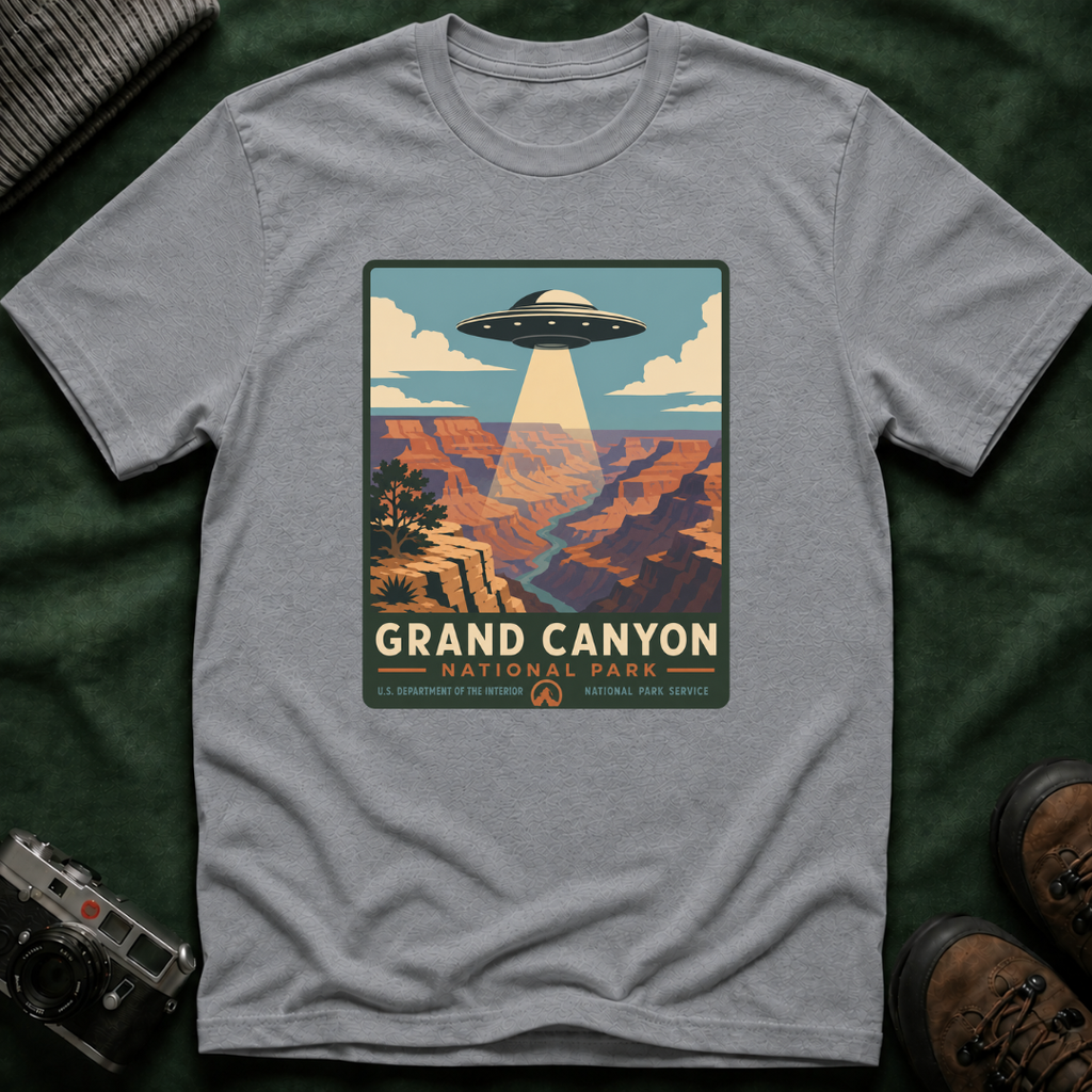 Grand Canyon UFO T-Shirt — Retro Alien Abduction National Parks Poster Tee