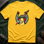 Bad Luck Good Vibes UFO T-Shirt — Sword & Horseshoe Retro American Traditional Tattoo Tee