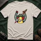 Bad Luck Good Vibes UFO T-Shirt — Sword & Horseshoe Retro American Traditional Tattoo Tee