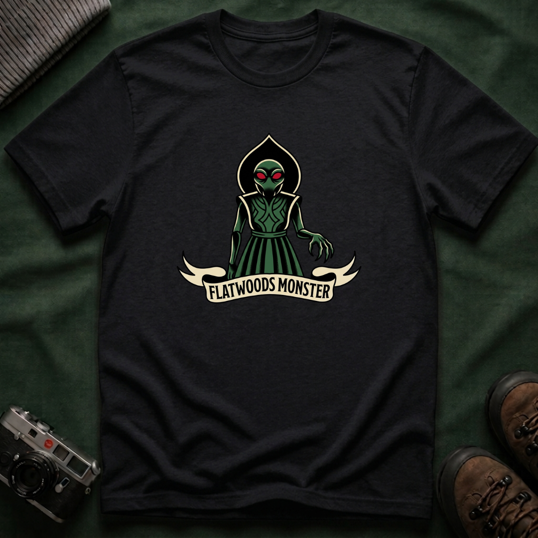 Flatwoods Monster T-Shirt — Vintage Cryptid Alien Graphic Tee American Traditional Tattoo Style
