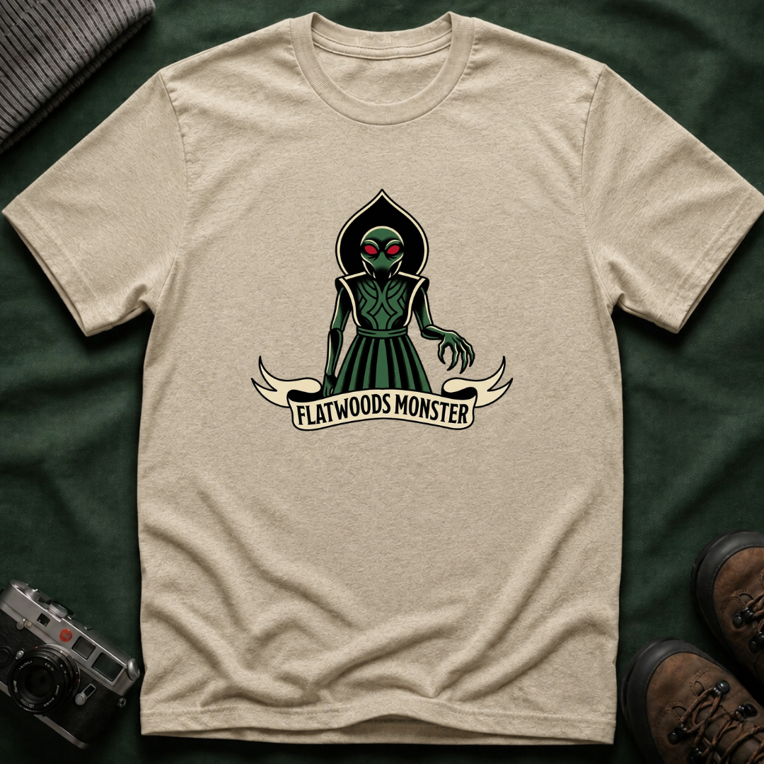 Flatwoods Monster T-Shirt — Vintage Cryptid Alien Graphic Tee American Traditional Tattoo Style