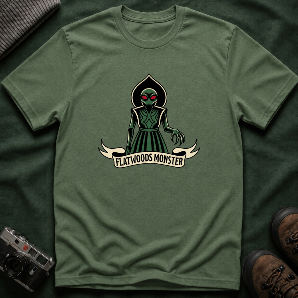 Flatwoods Monster T-Shirt — Vintage Cryptid Alien Graphic Tee American Traditional Tattoo Style
