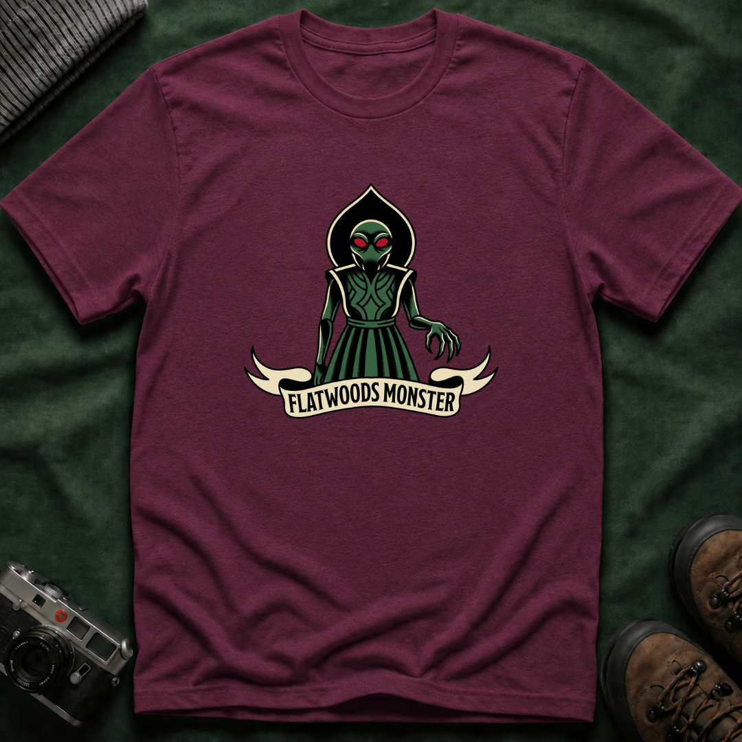 Flatwoods Monster T-Shirt — Vintage Cryptid Alien Graphic Tee American Traditional Tattoo Style