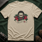 Bigfoot Believer T-Shirt — Retro American Traditional Tattoo Sasquatch Graphic Tee with Roses
