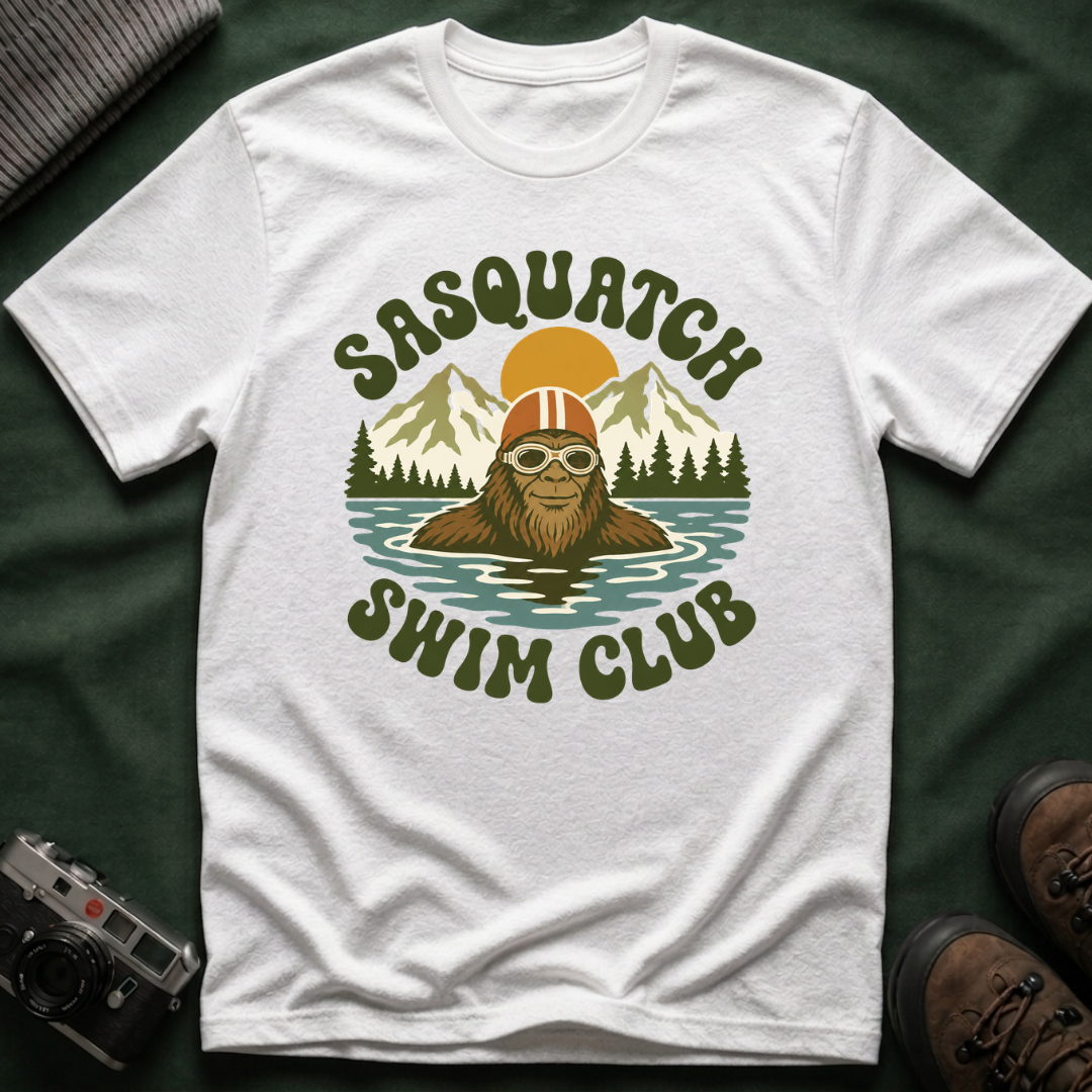 Sasquatch Swim Club T-Shirt — Vintage Retro 70s Bigfoot Graphic Tee