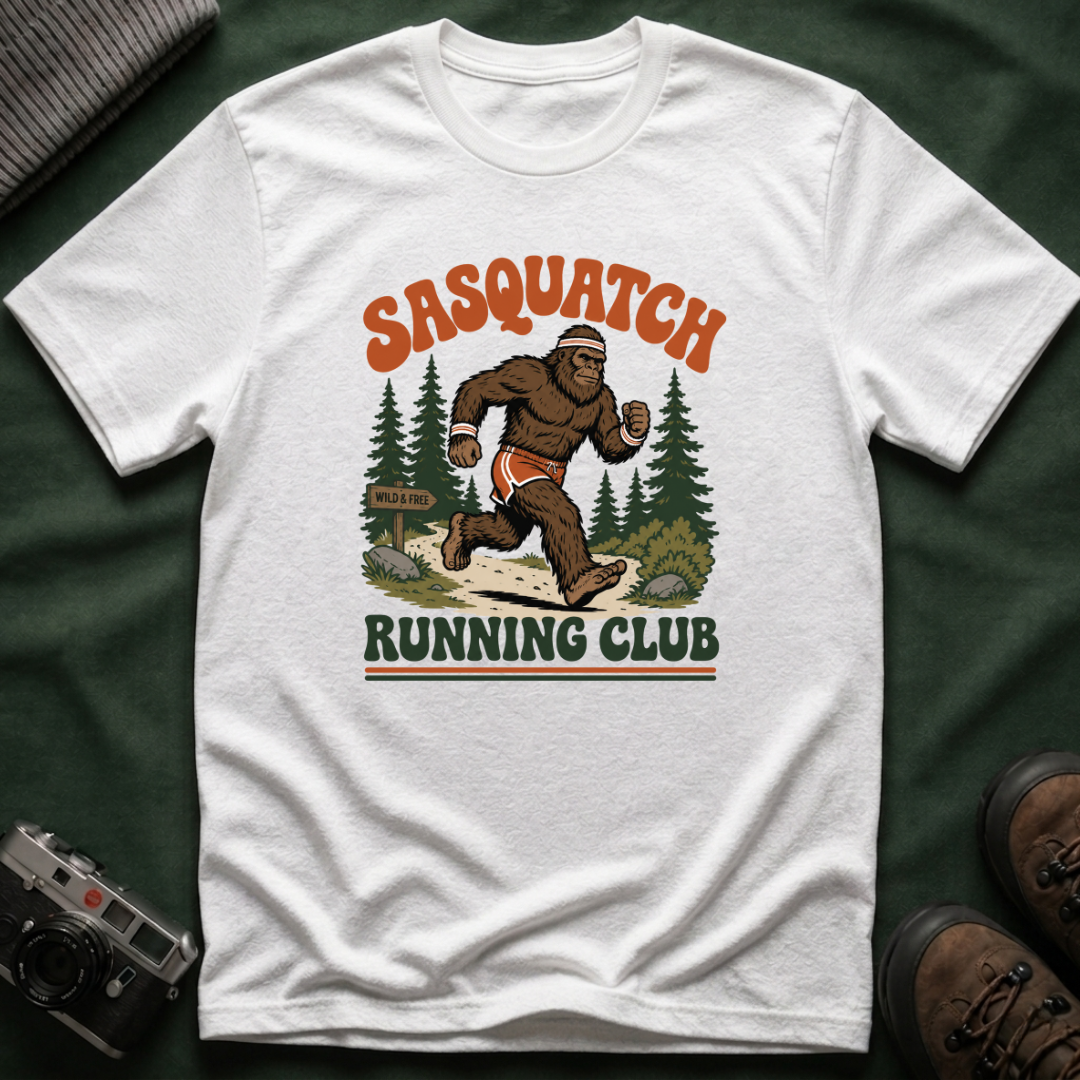 Sasquatch Running Club T‑Shirt - Retro 70s Trail Running Tee