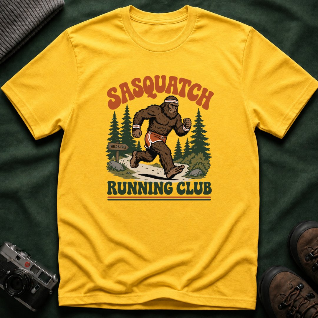 Sasquatch Running Club T‑Shirt - Retro 70s Trail Running Tee