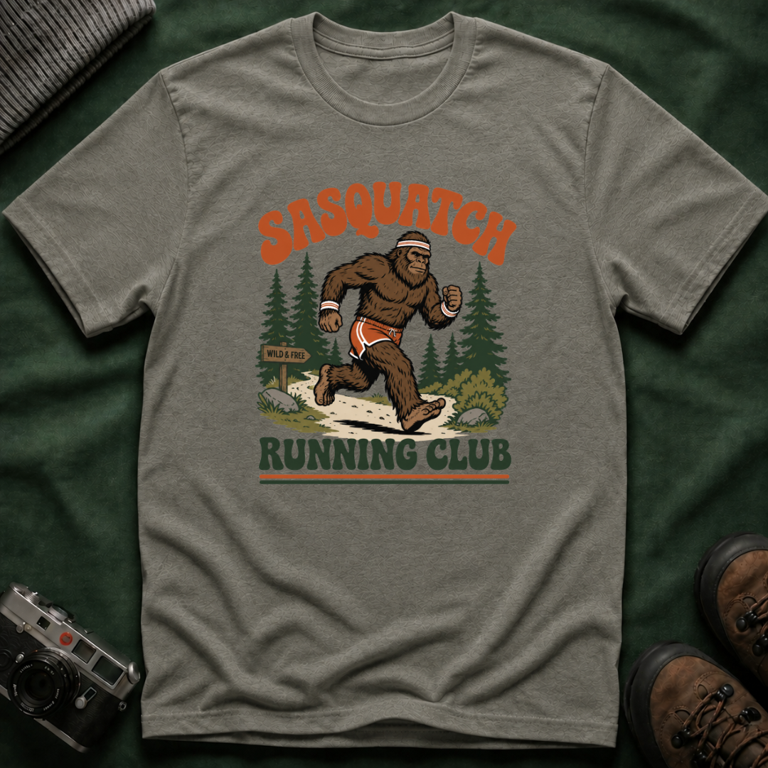 Sasquatch Running Club T‑Shirt - Retro 70s Trail Running Tee