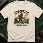 Sasquatch Hiking Club T-Shirt — Retro 70s Bigfoot Outdoor Adventure Tee