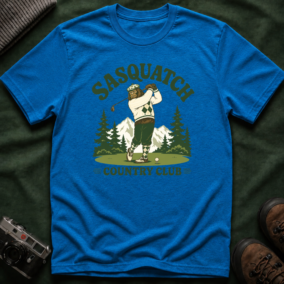 Sasquatch Country Club Golf T-Shirt — Retro 70s Woodland Golfer Tee