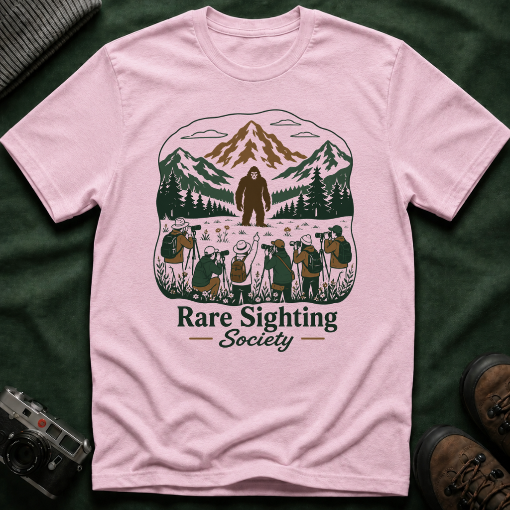 Rare Sighting Society T-Shirt — Sasquatch Mountain Camping Graphic Tee