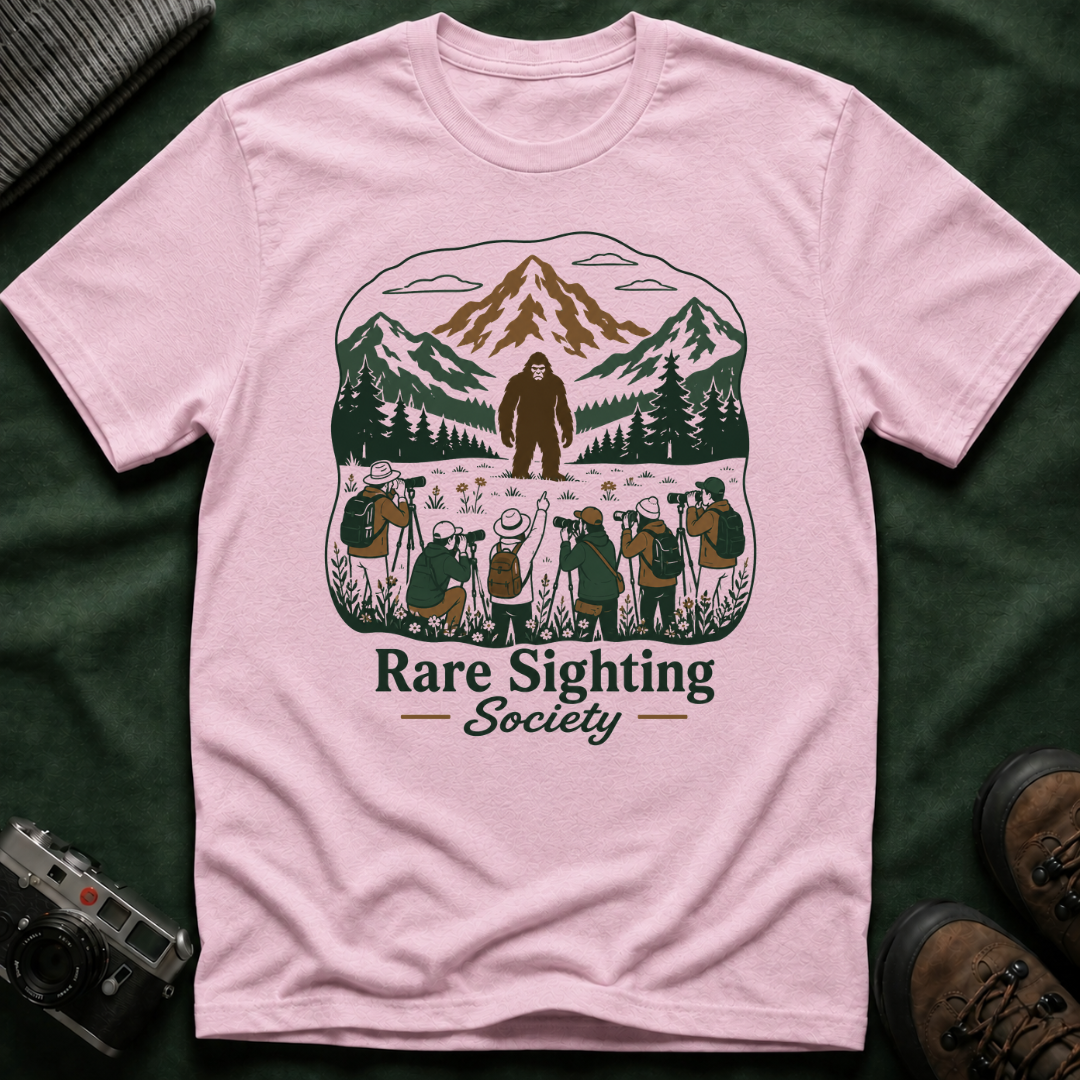 Rare Sighting Society T-Shirt — Sasquatch Mountain Camping Graphic Tee