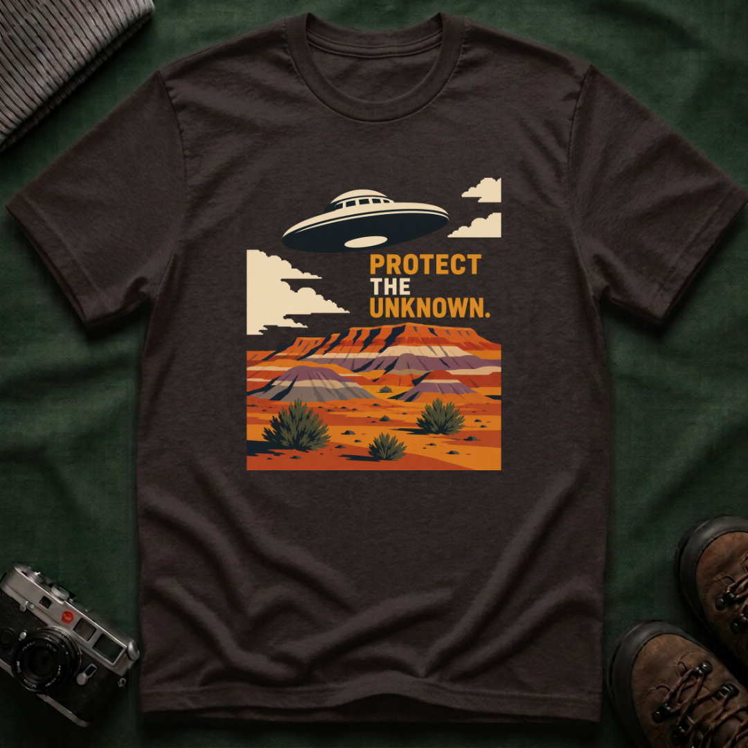 Protect the Unknown UFO T-Shirt — Retro Desert Alien Graphic Tee
