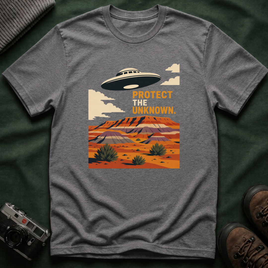 Protect the Unknown UFO T-Shirt — Retro Desert Alien Graphic Tee