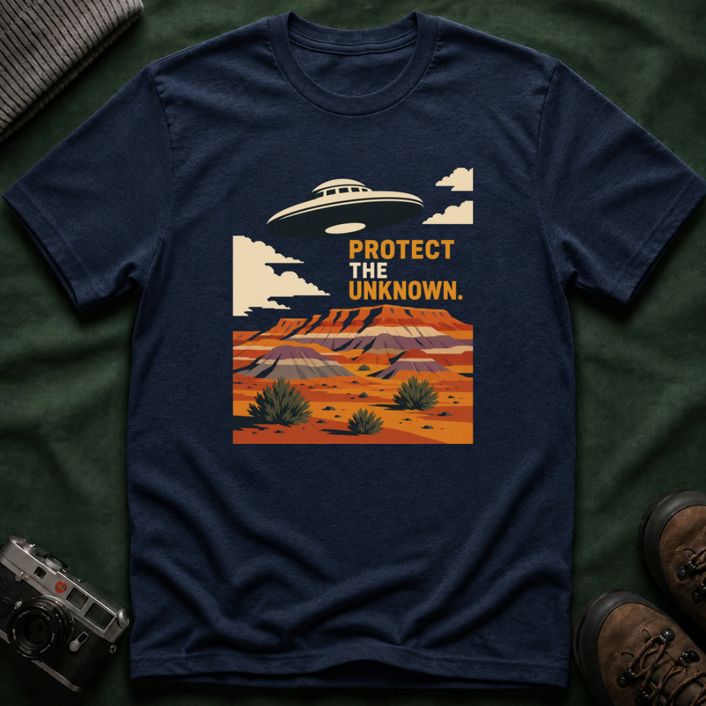 Protect the Unknown UFO T-Shirt — Retro Desert Alien Graphic Tee