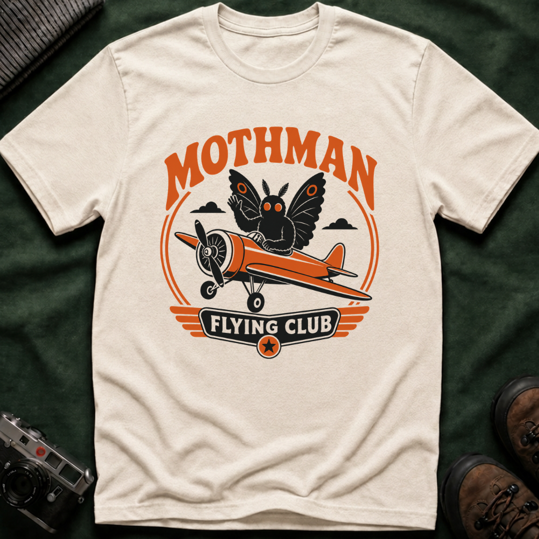 Mothman Flying Club T‑Shirt - Retro 70s Airplane Aviation Tee
