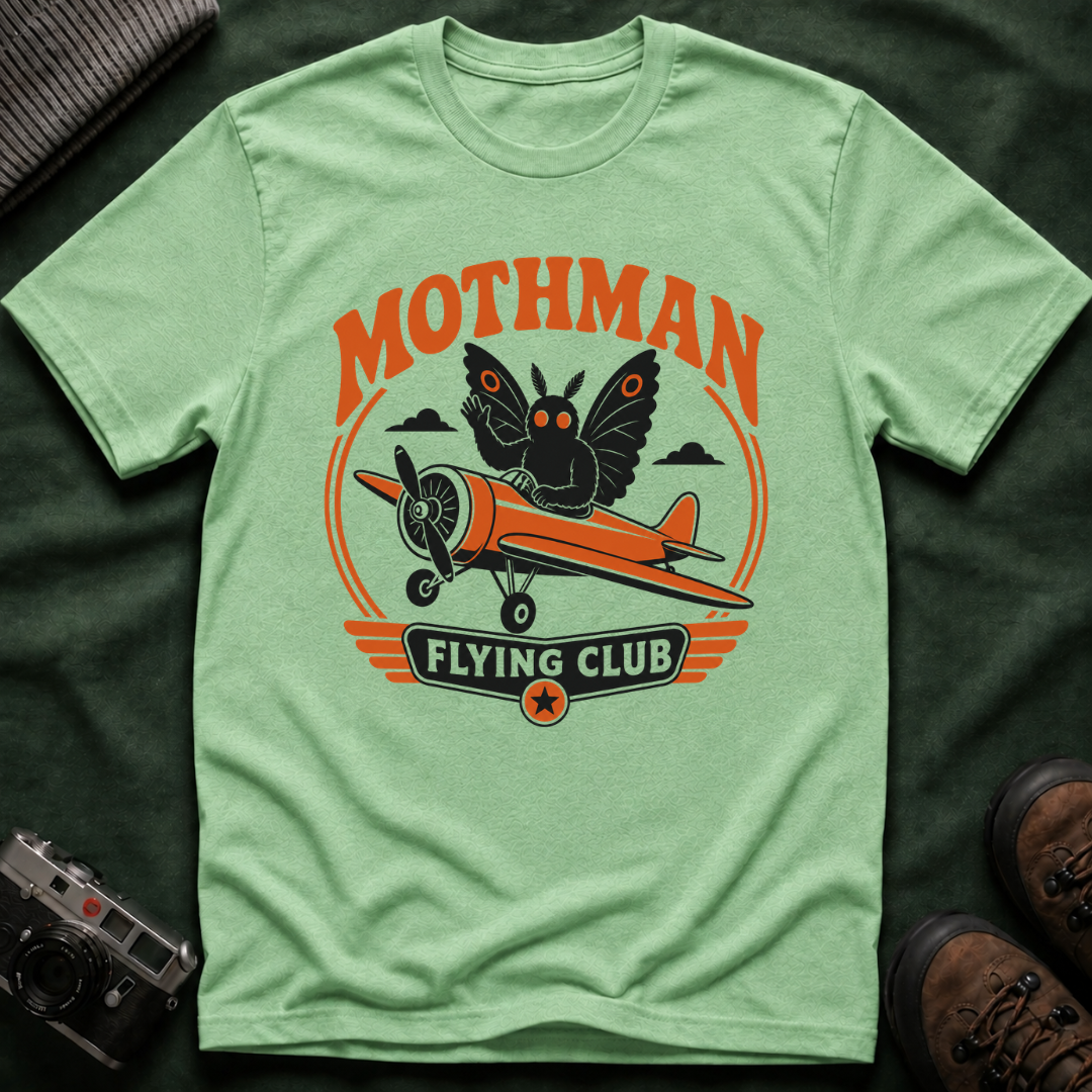 Mothman Flying Club T‑Shirt - Retro 70s Airplane Aviation Tee