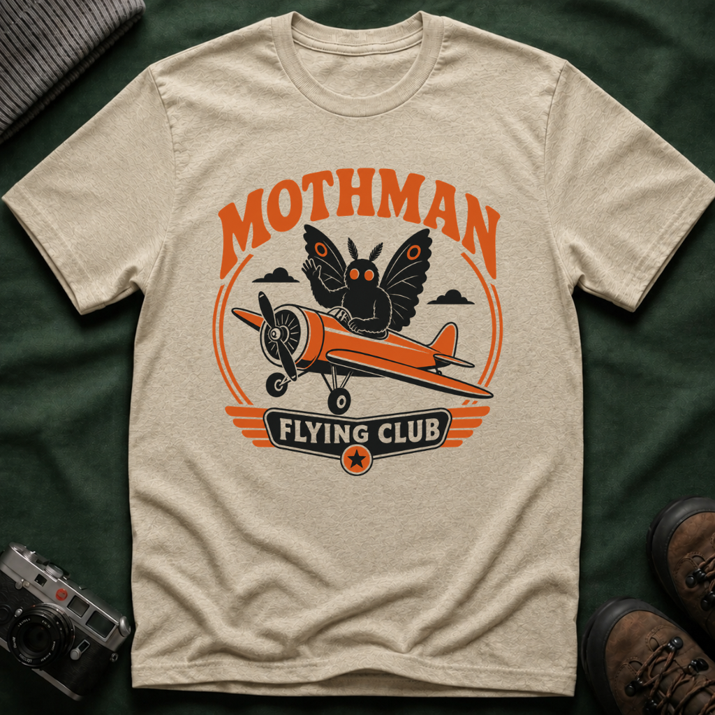 Mothman Flying Club T‑Shirt - Retro 70s Airplane Aviation Tee