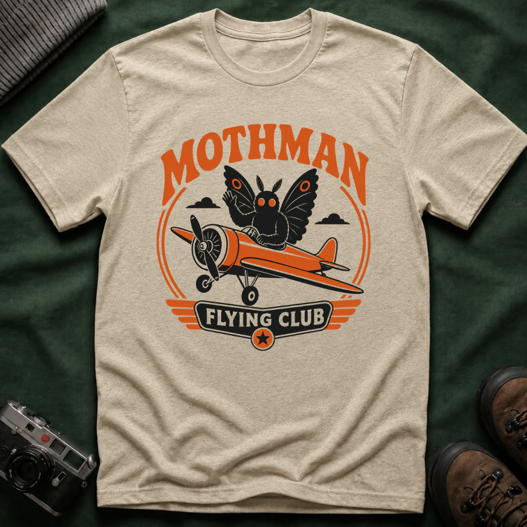 Mothman Flying Club T‑Shirt - Retro 70s Airplane Aviation Tee