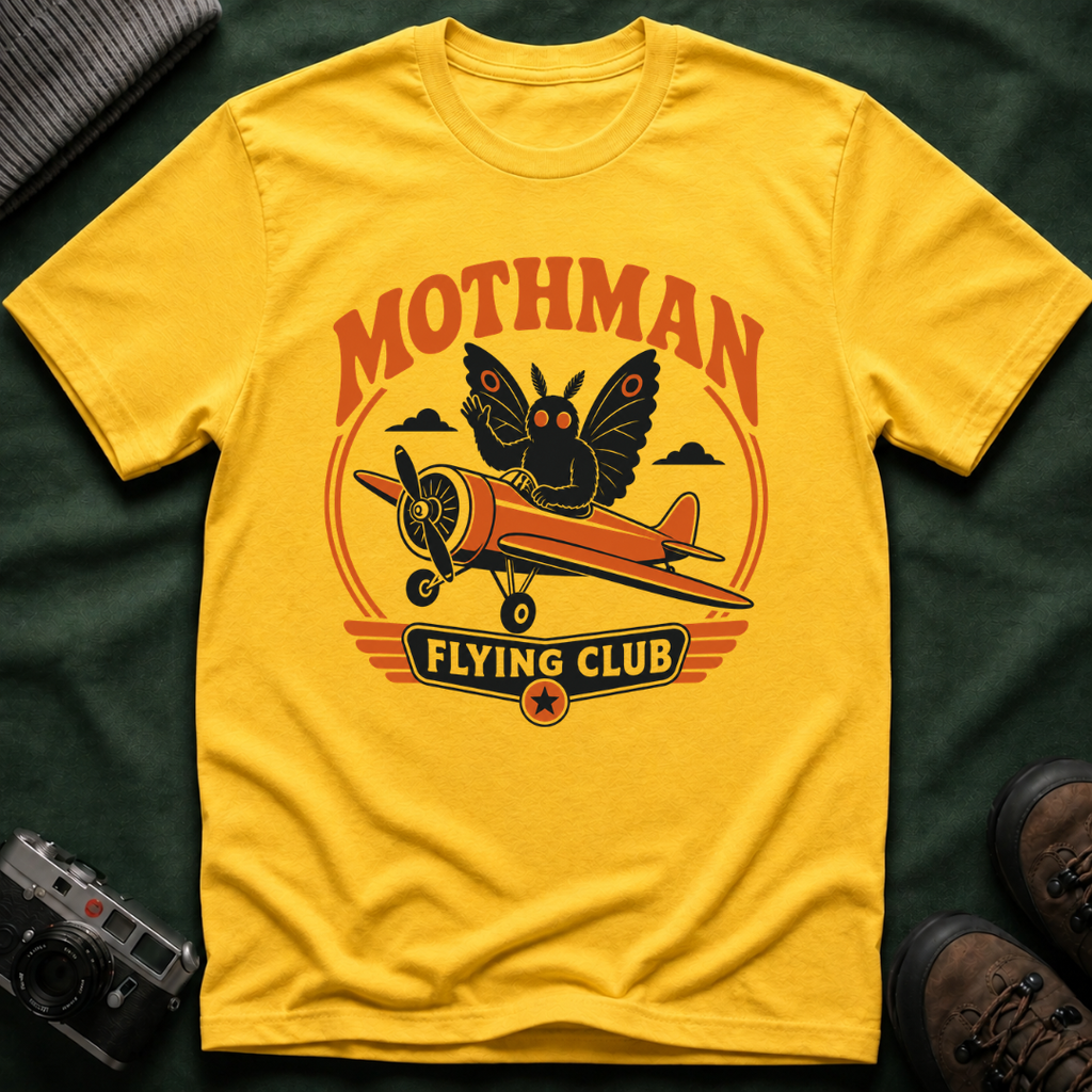 Mothman Flying Club T‑Shirt - Retro 70s Airplane Aviation Tee