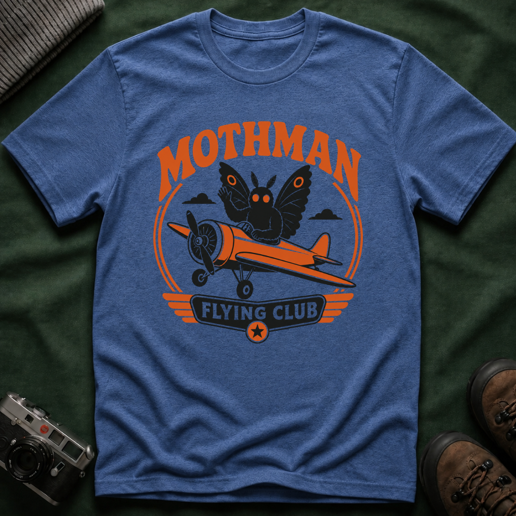Mothman Flying Club T‑Shirt - Retro 70s Airplane Aviation Tee