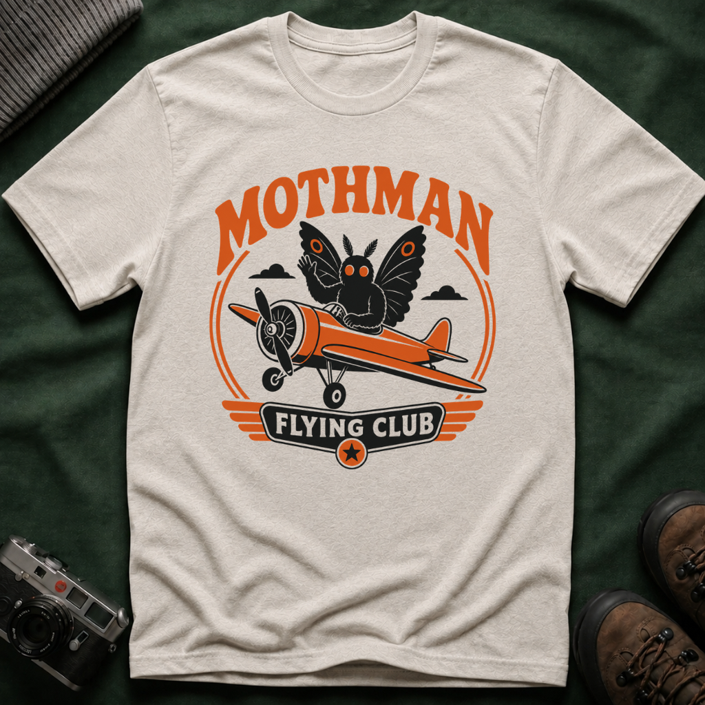 Mothman Flying Club T‑Shirt - Retro 70s Airplane Aviation Tee
