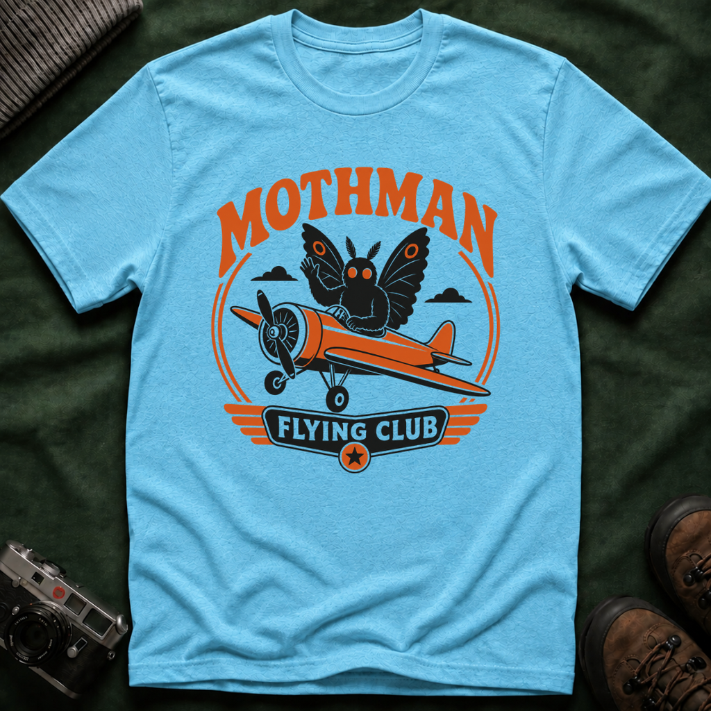 Mothman Flying Club T‑Shirt - Retro 70s Airplane Aviation Tee