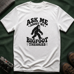 Ask Me About My Bigfoot Theories T-Shirt — Retro 70s Cryptid Graphic Tee