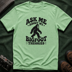 Ask Me About My Bigfoot Theories T-Shirt — Retro 70s Cryptid Graphic Tee
