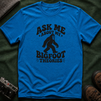 Ask Me About My Bigfoot Theories T-Shirt — Retro 70s Cryptid Graphic Tee