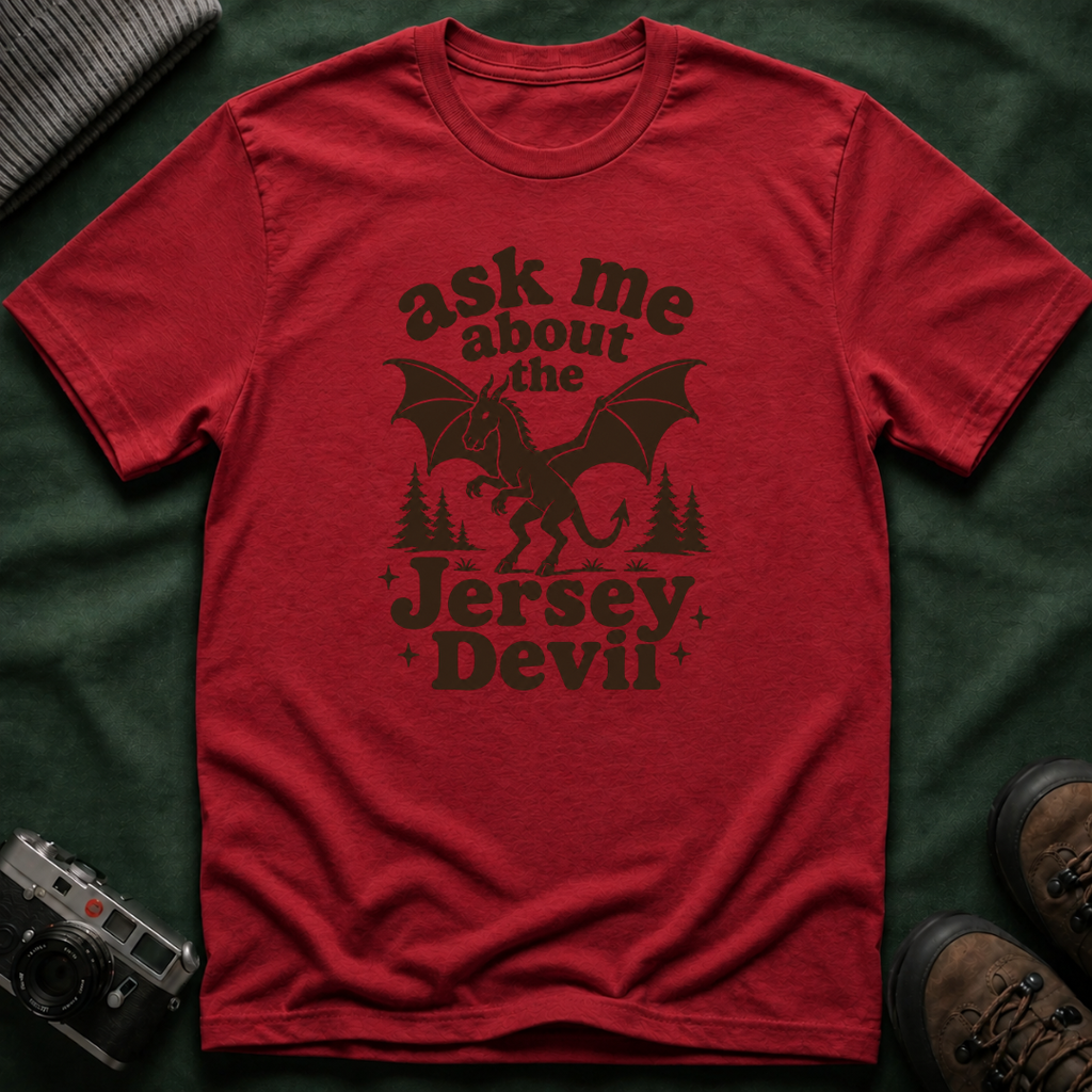 Ask Me About the Jersey Devil T-Shirt — Retro 70s Paranormal Cryptid Graphic Tee