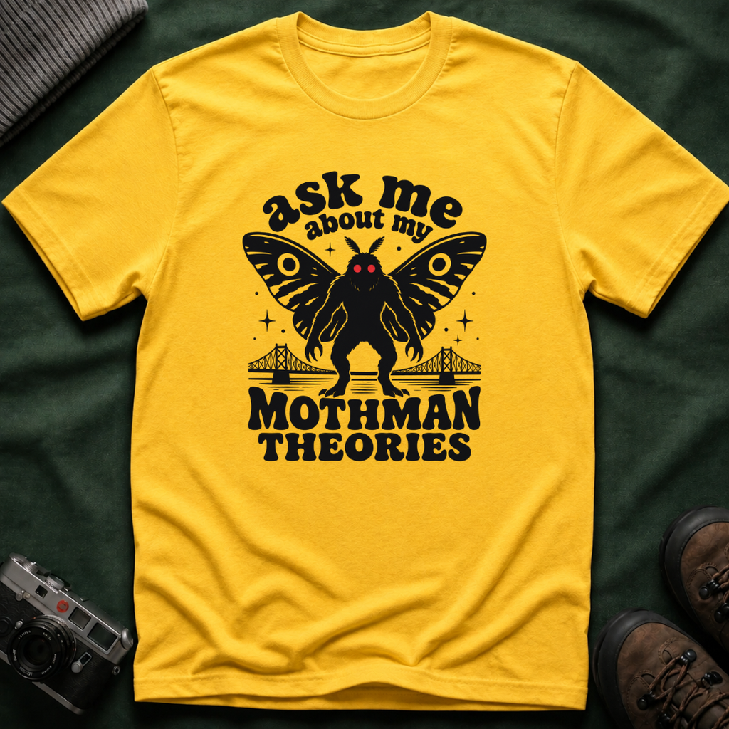 Ask Me About My Mothman Theories T-Shirt - Retro 70s