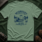 Midnight Fishing Club T-Shirt — "Catch Something They Won't Believe" UFO Lake Fishing Tee