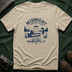 Midnight Fishing Club T-Shirt — "Catch Something They Won't Believe" UFO Lake Fishing Tee