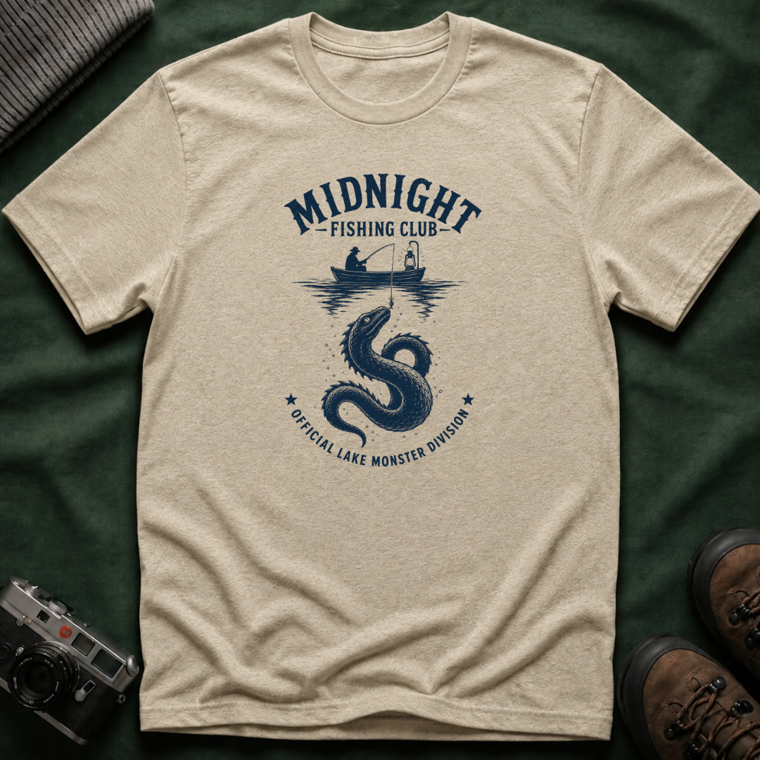 Midnight Fishing Club T-Shirt — Vintage Lake Monster Night Angler Tee